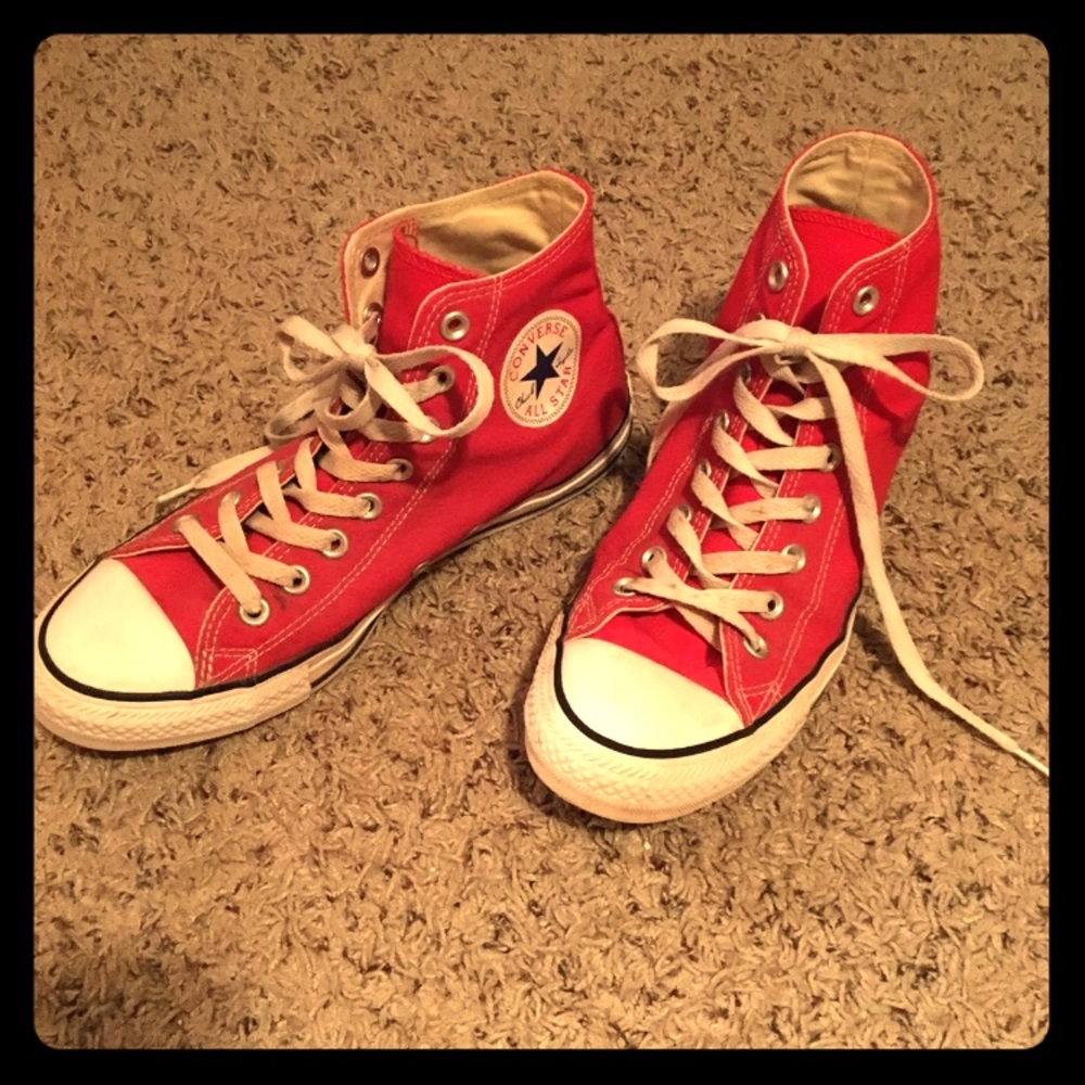 Red Converse high tops